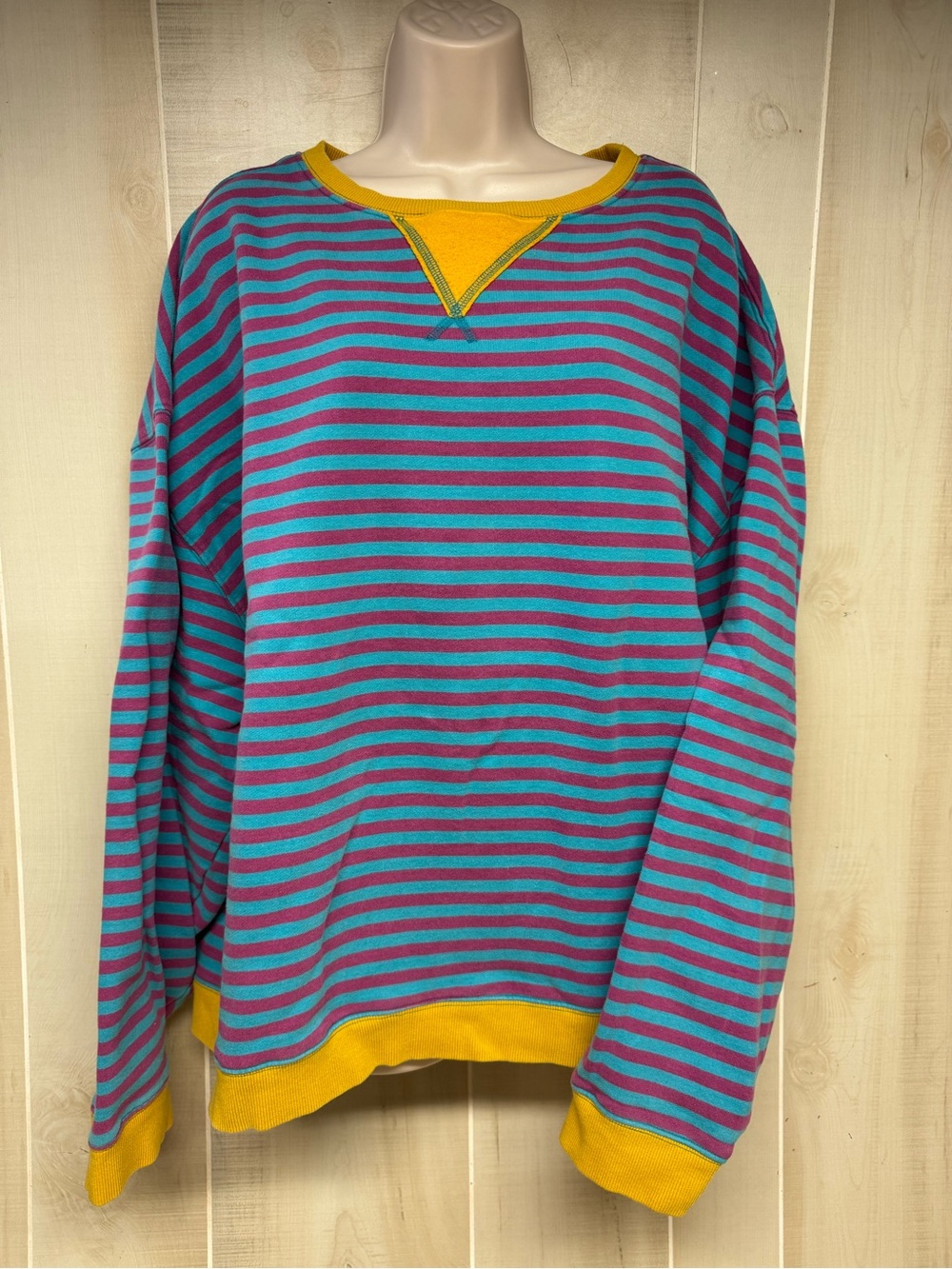 Women’s Natural Life Striped Oversized Crewneck Sweatshirt L/XL